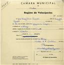 Registo de velocípede de marca Dinar, com o nº 2235, em nome de José Louis Romão, morador em A-de-Longo.