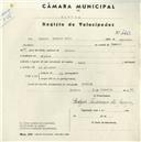 Registo de velocípede de marca Raio, com o nº 4463, em nome de Manuel Duarte Raio, morador em Sintra.