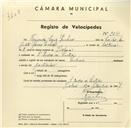 Registo de velocípede com o nº 3243, em nome de Fernando Cruz Pacheco, morador em S. Pedro de Sintra.