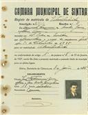 Registo de matricula de velocipedista em nome de Augusto Joaquim de Matos Gonçalves, morador em São Pedro de Sintra, com o nº de inscrição 1080.