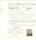 Registo de matricula de velocipedista em nome de Augusto Martins dos Santos, morador em Mancebas, com o nº de inscrição 6505.