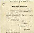 Registo de velocípede com o nº 522, em nome de Joaquim Duarte Tomé, morador em Odrinhas.