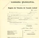 Registo de um veiculo de duas rodas tirado por um animal de espécie bovina destinado a transporte de mercadorias em nome de João Dias Leal, morador no Algueirão.