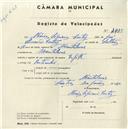 Registo de velocípede com o nº 4455, em nome de Maria Cipriana Cortez, moradora em Montelavar.