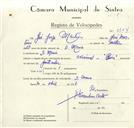 Registo de velocípede de marca Nacional, com o nº 8844, em nome de José Jorge Martins, morador em D. Maria.