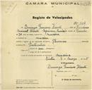 Registo de velocípede de marca Toman, com o nº 924, em nome de Domingos Francisco Vicente, morador em Maceira.
