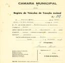 Registo de um veiculo de duas rodas tirado por um animal de espécie cavalar destinado a transporte de mercadorias em nome de Francisco Mendes, morador em Maceira.