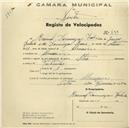 Registo de velocípede de marca Star, com o nº 634, em nome de Manuel Domingos Baleia, morador em [Almorquim].