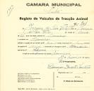 Registo de um veiculo de duas rodas tirado por um animal de espécie muar destinado a transporte de mercadorias em nome de Joaquim da Silva Vistas Júnior, morador nas Lameiras.