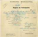 Registo de velocípede com o nº 1032, em nome de António Coimbra das Neves, morador em Albarraque.