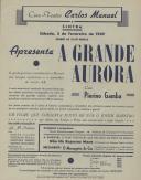 Programa do filme "A Grande Aurora" realizado por G. M. Scotese com a participação de Pierino Gamba, Renée Faure, Rossano Brazzi, Giovanni Grasso e Michele Riccardini.
