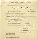 Registo de velocípede de marca Nacional, com o nº 1802, em nome de Joaquim Miguel dos Santos, morador em Vila Verde.