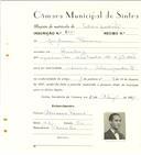 Registo de matricula de velocipedista em nome de Joaquim [Paula], morador em Queluz, com o nº de inscrição 6454.
