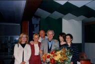 Dr.ª Maria João Raposo, técnica da Câmara Municipal de Sintra, com os atores Rui de Carvalho e Io Apolloni, num almoço no restaurante "Tendinha", Mem Martins.