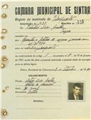 Registo de matricula de velocipedista em nome de Valentim Dias Coelho, morador na Várzea, com o nº de inscrição 1033.