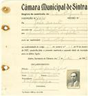 Registo de matricula de cocheiro profissional em nome de João Duarte, morador em Sintra (Quinta Velha), com o nº de inscrição 1080.