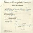 Registo de velocípede com o nº 4743, em nome de Vítor Manuel Rodrigues Capote, morador em Colares.