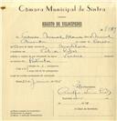 Registo de velocípede de marca Voadora, com o nº 7509, em nome de Frederico Manuel Alexandre, morador em Vale de Lobos.