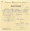 Registo de velocípede de marca Lusitania, com o nº 7368, em nome de Etelvino Tojeira Barra, morador em Vila Verde.