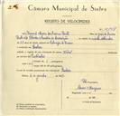 Registo de velocípede de marca Vidal, com o nº 10148, em nome de Manuel Maria de Barros Pinto, morador em Queluz.