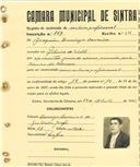 Registo de matricula de cocheiro profissional em nome de Joaquim Domingos Loureiro, morador na Ribeira de Sintra, com o nº de inscrição 869.
