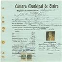 Registo de matricula de velocipedista em nome de João Manuel Cabeça, morador em Maceira, com o nº de inscrição 438.