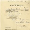Registo de velocípede de marca Nacional, com o nº 1534, em nome de Jorge Firmino Timóteo, morador em Penedo.