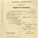 Registo de velocípede de marca Nacional, com o nº 1283, em nome de Augusto Miguel, morador em Ral.