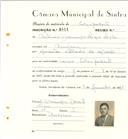 Registo de matricula de velocipedista em nome de António Domingos Luzio Lagoa, morador na Assafora, com o nº de inscrição 6511.
