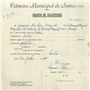 Registo de velocípede com o nº 5330, em nome de Joaquim dos Reis Mesquita, morador em Sintra.