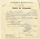 Registo de velocípede de marca Vilar, com o nº 3507, em nome de Acácio Soares Faria, morador em Sintra.