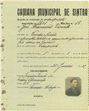 Registo de matricula de velocipedista em nome de José Francisco Vicente, morador em Venda Seca, com o nº de inscrição 1601.