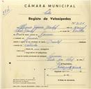 Registo de velocípede de marca Oriental, com o nº 3591, em nome de Higino Ferreira Ranhel, morador em Lameiras.