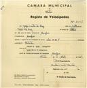 Registo de velocípede de marca U.M.F., com o nº 2447, em nome de Jorge Duarte da Luz., morador em Assafora.
