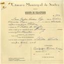 Registo de velocípede de marca Sterling, com o nº 5796, em nome de César Gaspar Ferreira Lage, morador em S. Pedro de Sintra.