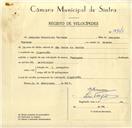 Registo de velocípede de marca Champion, com o nº 9743, em nome de Joaquim Francisco Caetano, morador em Algueirão.