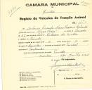 Registo de um veiculo de duas rodas tirado por um animal de espécie cavalar destinado a transporte de mercadorias em nome de António Casulo Magalhães, morador no Penedo.