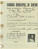 Registo de matricula de velocipedista em nome de Raul Serra Mesquita, morador em São Pedro, com o nº de inscrição 993.