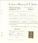 Registo de matricula de velocipedista em nome de António José da Cunha Esteves, morador em Massamá, com o nº de inscrição 6528.