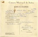 Registo de velocípede de marca Nacional, com o nº 9795, em nome de David Pedro Adrião Neves, morador em S. João das Lampas.