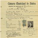 Registo de matricula de velocipedista em nome de Abel da Silva Coelho, morador em Queluz, com o nº de inscrição 712.
