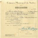 Registo de velocípede de marca Vilar com motor Cuciolo, com o nº 5789, em nome de Florindo Alves Rodrigues, morador em Cacém.