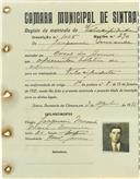 Registo de matricula de velocipedista em nome de Joaquim Miranda, morador no Casal dos Gosmos, com o nº de inscrição 1006.