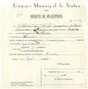 Registo de velocípede de marca Champion, com o nº 5556, em nome de António dos Santos Fernandes, morador em Linhó.