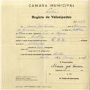 Registo de velocípede de marca L.R.D., com o nº 2931, em nome de Maria José Fonseca, moradora em Sintra.