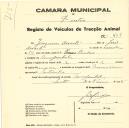 Registo de um veiculo de duas rodas tirado por dois animais de espécie muar destinado a transporte de mercadorias em nome de Joaquim Duarte, morador em Murganhal.