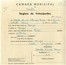 Registo de velocípede de marca Pombal, com o nº 4932, em nome de Silvestre Fernando d'Assunção Nunes, morador em Mucifal.