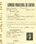 Registo de matricula de velocipedista em nome de Custódio José, morador em Gouveia, com o nº de inscrição 2648.