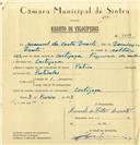 Registo de velocípede de marca Pátria, com o nº 6254, em nome de Manuel da Costa Duarte, morador em Cortegaça.