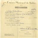 Registo de velocípede de marca Champion, com o nº 6163, em nome de António Santana Lourenço, morador em Amoreira.